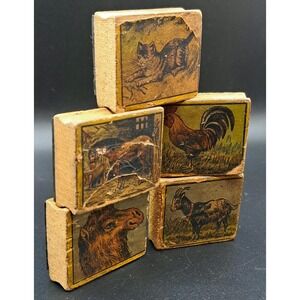 Antique Victorian Litho Paper on Wood Animal Stamps 5